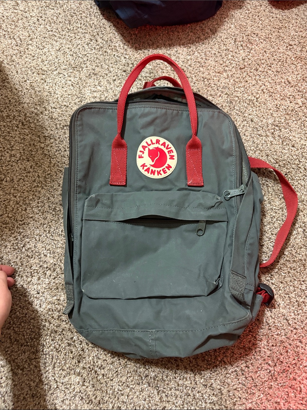 Fjallraven Backpack - Dark Green with Red Accents